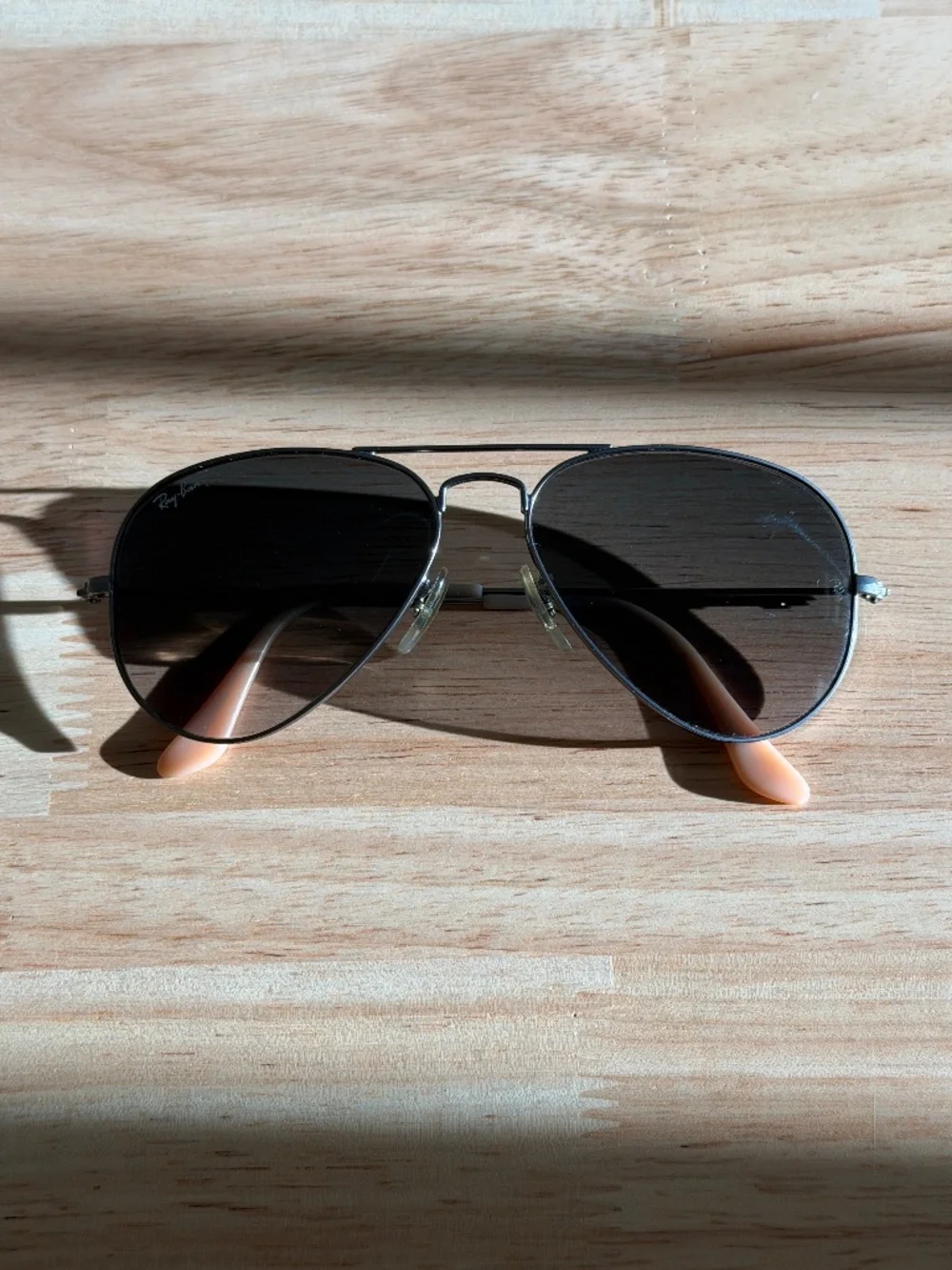 Ray-Ban Silver Frame Gradient Gray Lens Aviator Sunglasses